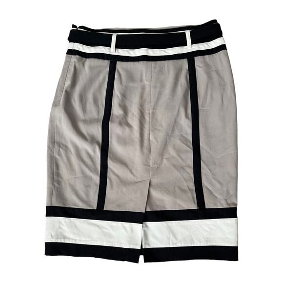 Worthington Size 10 Color Block Black Tan and White Straight Pencil Skirt - Picture 5 of 8